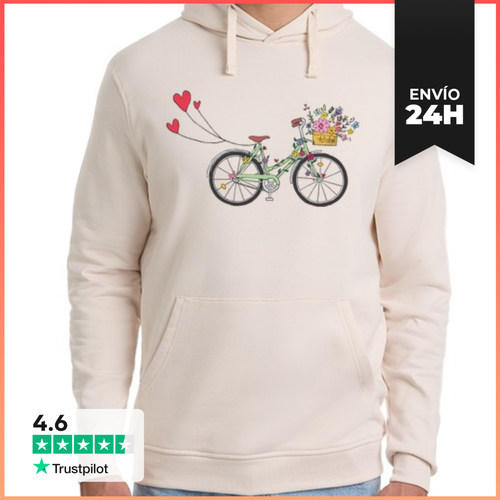 Sudadera Unisex Con Capucha Bicicleta Retro Floral LaTostadora - latostadora.com - Modalova