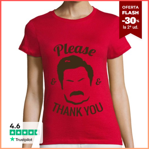 Camiseta Mujer Manga Corta Camiseta chica Ron Swanson Please and - latostadora.com - Modalova
