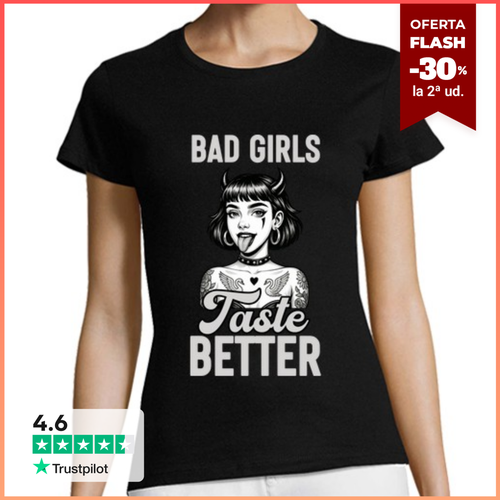 Camiseta Mujer Manga Corta Las chicas malas saben mejor tatuaje - latostadora.com - Modalova