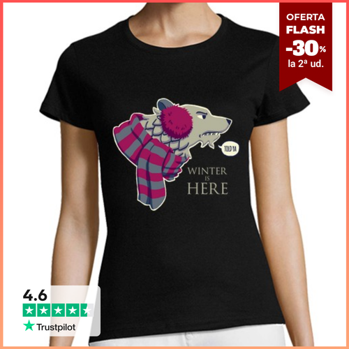Camiseta Mujer Manga Corta Winter Is Here Lobo Stark Camiseta - latostadora.com - Modalova