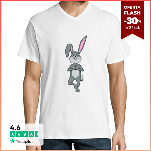 Camiseta Hombre Cuello Pico Conejo de dibujos animados meditando - latostadora.com - Modalova