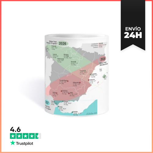 Taza Mapa Eclipses 2026, 2027, 2028 LaTostadora - latostadora.com - Modalova
