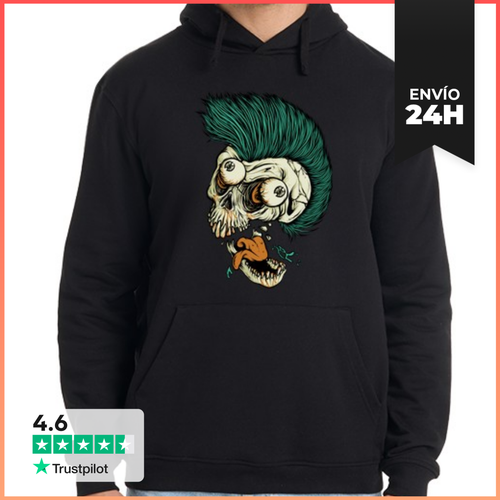 Sudadera Unisex Con Capucha Punk Cráneo LaTostadora - latostadora.com - Modalova