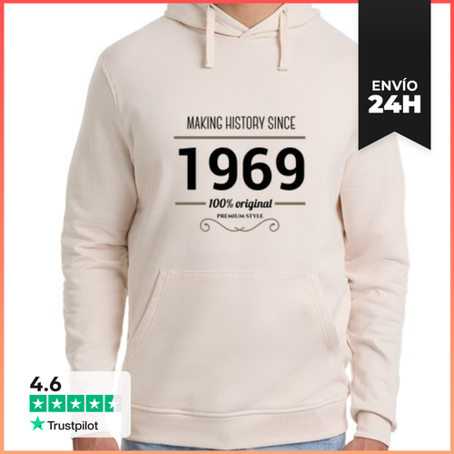 Sudadera Unisex Con Capucha Making History 1969 Black Text - latostadora.com - Modalova