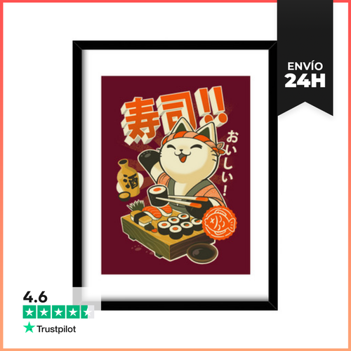 Cuadro Con Marco Vertical Sushi Chef Print LaTostadora - latostadora.com - Modalova