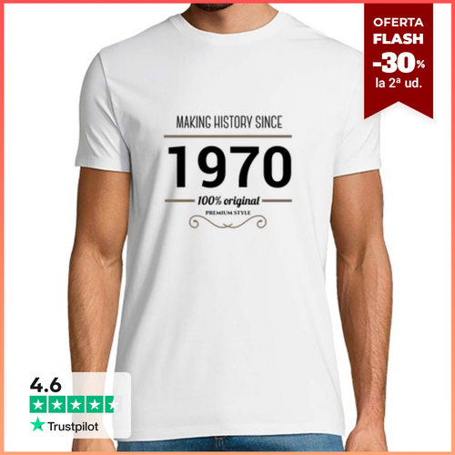Camiseta Hombre Manga Corta Making history 1970 black text - latostadora.com - Modalova