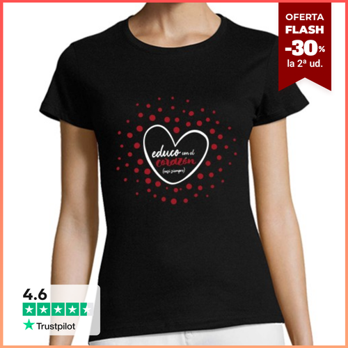 Camiseta Mujer Manga Corta Educo con el corazón casi siempre N - latostadora.com - Modalova