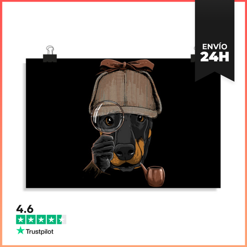 Póster Horizontal Dóberman Detective Amante De Los Perros - latostadora.com - Modalova