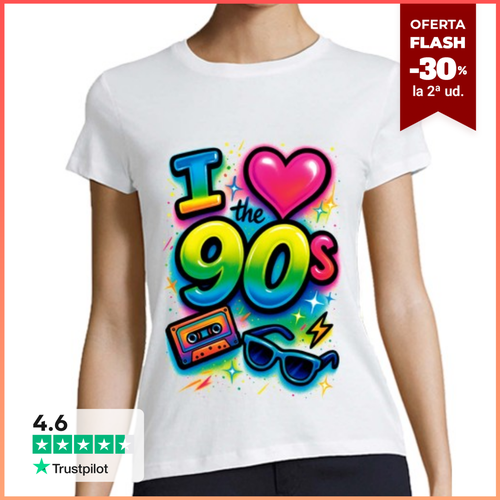 Camiseta Mujer Manga Corta Graffiti I Love 90s Fiesta Años 90 - latostadora.com - Modalova