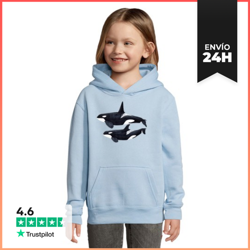 Sudadera Para Niños Con Capucha Orca Duo (Orcinus Orca) - latostadora.com - Modalova