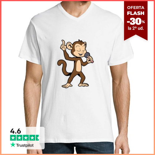 Camiseta Hombre Cuello Pico mono cantor con microfono laTostadora - latostadora.com - Modalova