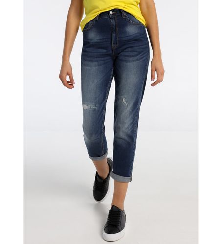 Jeans Denim Medium Dark Damage 1962 Mom Fit (27), Bleu, Casuel, Coton - Lois Jeans - Modalova