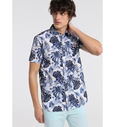 Chemise imprimée bleue Tropical Water (M), Casuel, Coton, Manche courte - Six Valves - Modalova