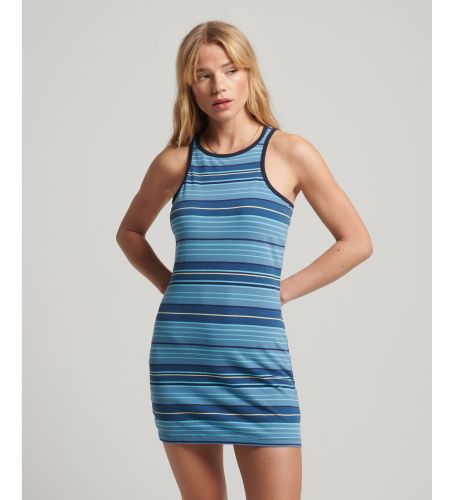 W8011412A Vintage Stripe Racer logo dress (XXS), Bleu, Casuel, Sans manches / bretelles, Le coton biologique, Dura - Superdry - Modalova