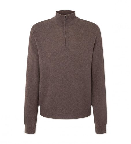 HM703029 Merino Cash Mix Sweater Brown zip (L), Marron, Casuel, Laine, Manche longue - Hackett London - Modalova