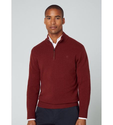 HM703023 Pull en laine Lambswool Hzip brique (L), Casuel, Classique, Manche longue - Hackett London - Modalova