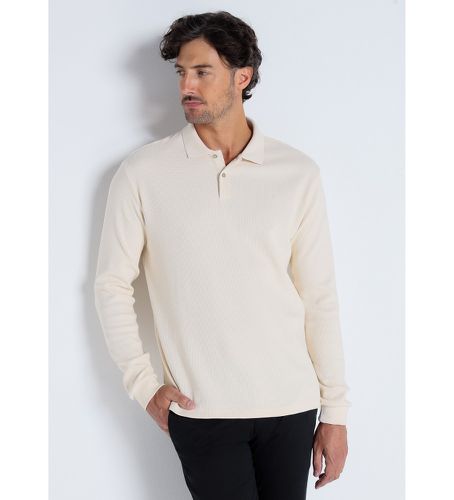 Polo jaquard texturé gaufré à manches longues (S), Beige, Casuel, Coton, Manche longue - Victorio & Lucchino, V&L - Modalova