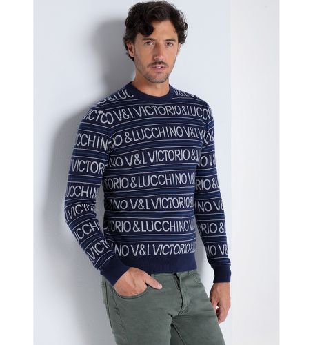 Jumper text (S), Casuel, Coton, Manche longue, Marine - Victorio & Lucchino, V&L - Modalova