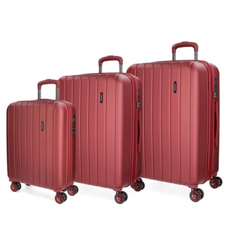 Unisex. 5318466 Wood hard suitcase set 55 - 68 - 78 (OSFA), Rouge, Casuel, ABS/Polycarbonate, Big, Moyen, Cabine - Movom - Modalova