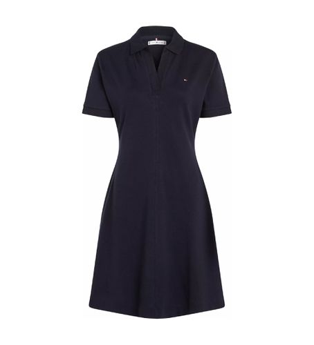 WW0WW41567 Robe polo rayée avec patte de boutonnage ouverte (S), Casuel, Manche courte, Lyocell, Marine - Tommy Hilfiger - Modalova