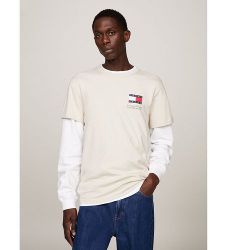 DM0DM18263 T-shirt essentiel coupe étroite avec logo cassé (L), Beige, Casuel, Coton, Manche courte, Durable - Tommy Jeans - Modalova