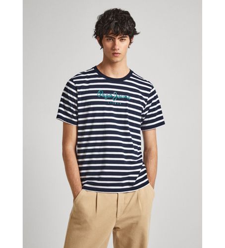 PM509407 T-Shirt rayé Eggo (XS), Casuel, Coton, Manche courte, Durable, Marine - Pepe Jeans - Modalova