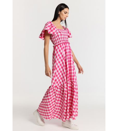 Robe longue boho à manches volantées imprimé nid d'abeille vichy multicolore (XS), Casuel, Coton, Sans - Lois Jeans - Modalova