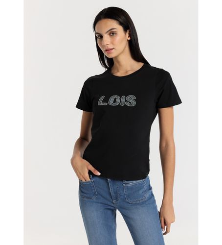 T-shirt à manches courtes avec logo en strass (XS), Casuel, Coton, Manche courte - Lois Jeans - Modalova