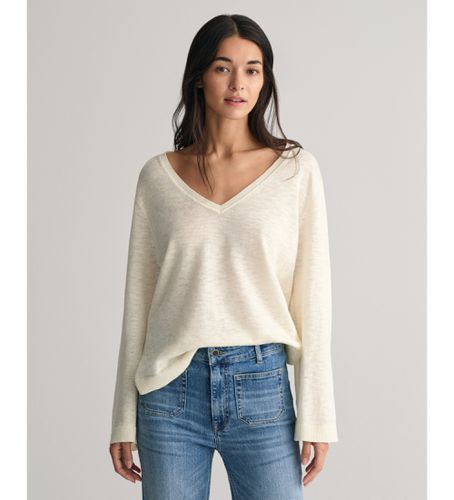 Pull en lin avec col en V cassé (XS), Casuel, Manche longue - Gant - Modalova