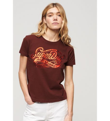 W1011396A T-shirt moulant Workwear marron métallisé (XS), Casuel, Grenat, Coton, Manche courte - Superdry - Modalova