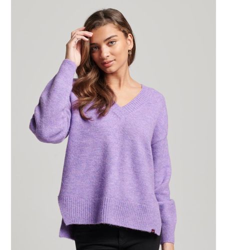 W6110521A Pull oversize lilas à col en V (XXS), Casuel, Violet, Acrylique - Superdry - Modalova