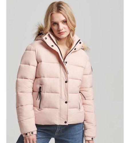 W5011569A Veste courte matelassée avec capuche et bordures en fausse fourrure, (XS), Casuel, Polyester, Durable - Superdry - Modalova