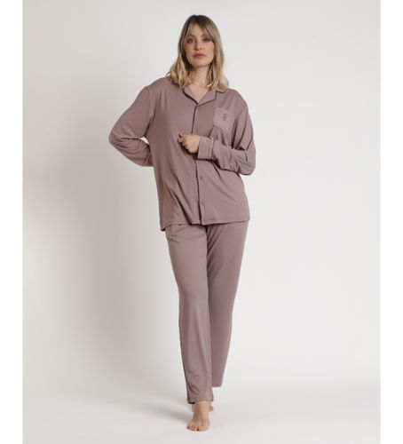 Pyjama à manches ouvertes Douceur Sommeil marron (L), Homewear, Polyester, Manche longue - Admas - Modalova