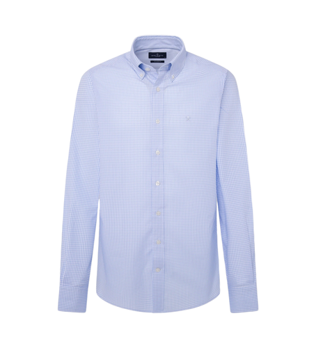 HM309967 Essential Gingham Shirt (M), Bleu, Casuel, Coton, Manche longue - Hackett London - Modalova