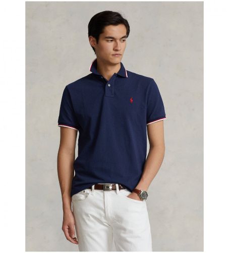 Til mænd. 710842621003 Piqué Custom Slim Slim navy polo shirt (S), Casual, Bomuld, Korte ærmer, Blå - Polo Ralph Lauren - Modalova