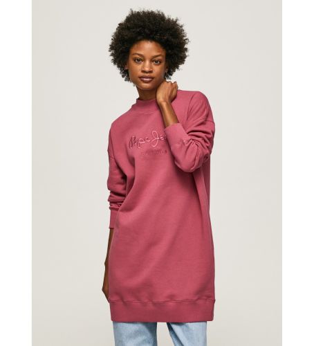 Til kvinder. PL953201 Kjole med rødt logo sweatshirt (XS), Casual, Bomuld, Lange ærmer, Bæredygtig - Pepe Jeans - Modalova