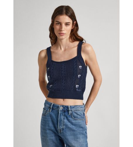 Til kvinder. PL702067 Top Emalynn marine (L), Casual, Polyester, Uden ærmer/stropper, Blå - Pepe Jeans - Modalova