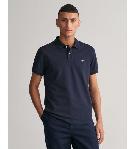 Til mænd. 2220 Slim fit navy Shield pique polo shirt (S), Casual, Bomuld, Korte ærmer, Blå - Gant - Modalova