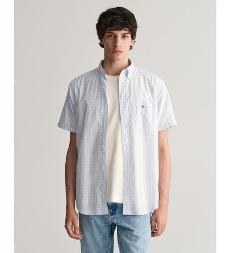 Til mænd. 3000121 Regular Fit kortærmet skjorte i gingham poplin (L), Bomuld, Korte ærmer - Gant - Modalova