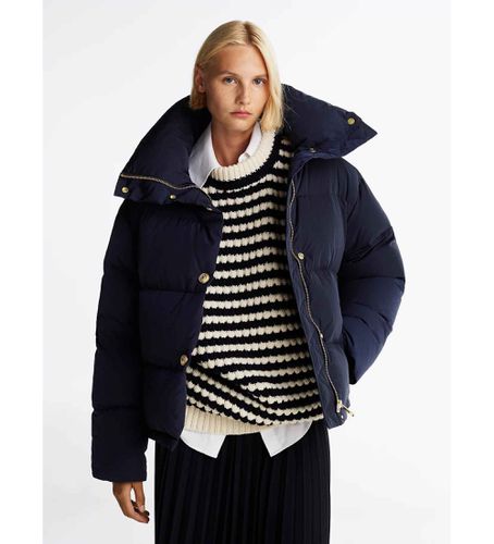 Til kvinder. WW0WW43158 Oversize jakke med navyfarvet dunfyld (M/L), Casual, Polyester, Genanvendt nylon, Blå - Tommy Hilfiger - Modalova