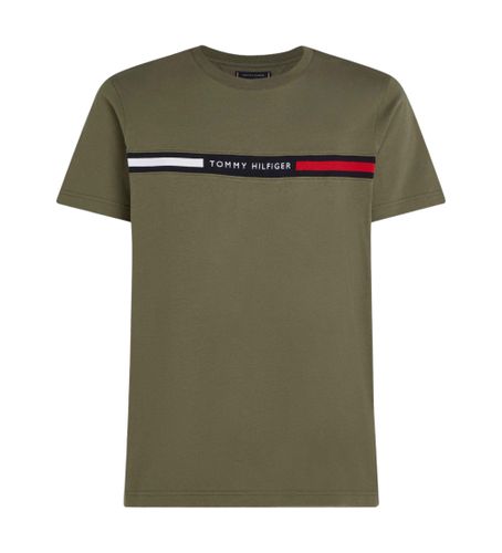 Til mænd. MW0MW36498 T-shirt med rund hals og grønt logo (M), Casual, Korte ærmer, Økologisk bomuld, Bæredygtig - Tommy Hilfiger - Modalova