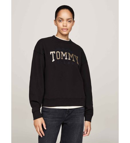 Til kvinder. DW0DW19845 Baggy sweatshirt med glitterlogo, (S), Casual, Bomuld - Tommy Jeans - Modalova