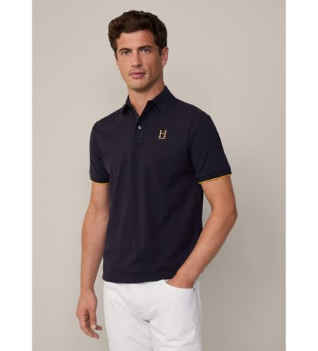 Til mænd. HM563354 Heritage H Logo navy polo shirt (M), Casual, Bomuld, Korte ærmer, Blå - Hackett London - Modalova