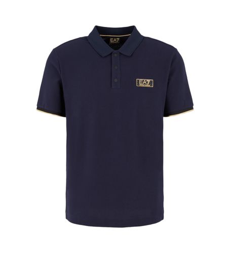 Til mænd. 7M000022_AF10342 Navy strikket polo shirt (S), Casual, Bomuld, Korte ærmer, Blå - EA7 - Modalova