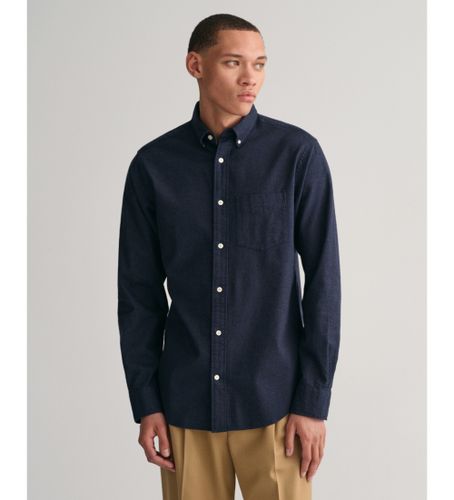 Til mænd. 3230218 Regular Fit navy marl flannel skjorte (L), Casual, Bomuld, Lange ærmer, Blå - Gant - Modalova