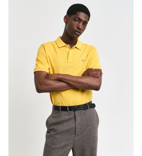 Til mænd. 2210 Pique Polo Regular Fit Shield yellow (L), Casual, Bomuld, Korte ærmer - Gant - Modalova