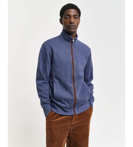Til mænd. 2028042 Sacker Rib Zip Cardigan Navy (L), Casual, Bomuld - Gant - Modalova