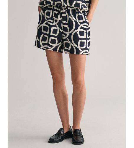 Til kvinder. 4020109 Pull-On Relaxed Fit Short med navy monogram print (42), Casual, Viscose, Blå - Gant - Modalova