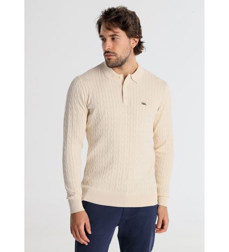 Til mænd. 630227122 kabelstrikket poloshirt (S), Casual, Bomuld, Lange ærmer - Victorio & Lucchino, V&L - Modalova