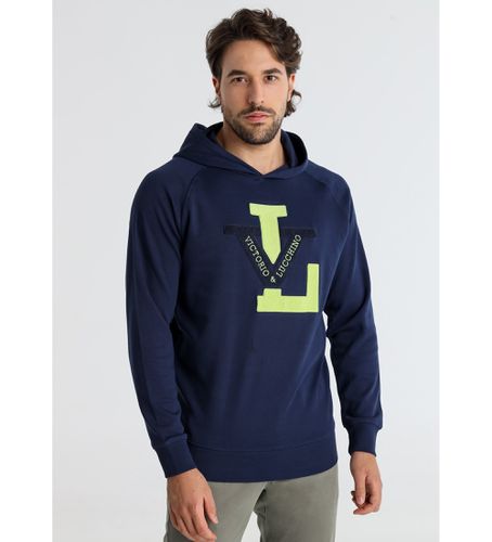 Til mænd. 660077103 Raglanærmet sweatshirt med navy applikation (S), Casual, Bomuld, Lange ærmer, Blå - Victorio & Lucchino, V&L - Modalova